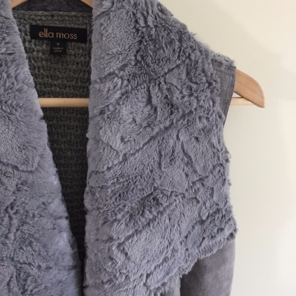 Ella Moss Faux Shearling Vest Platinum Gray Size M - Picture 5 of 8